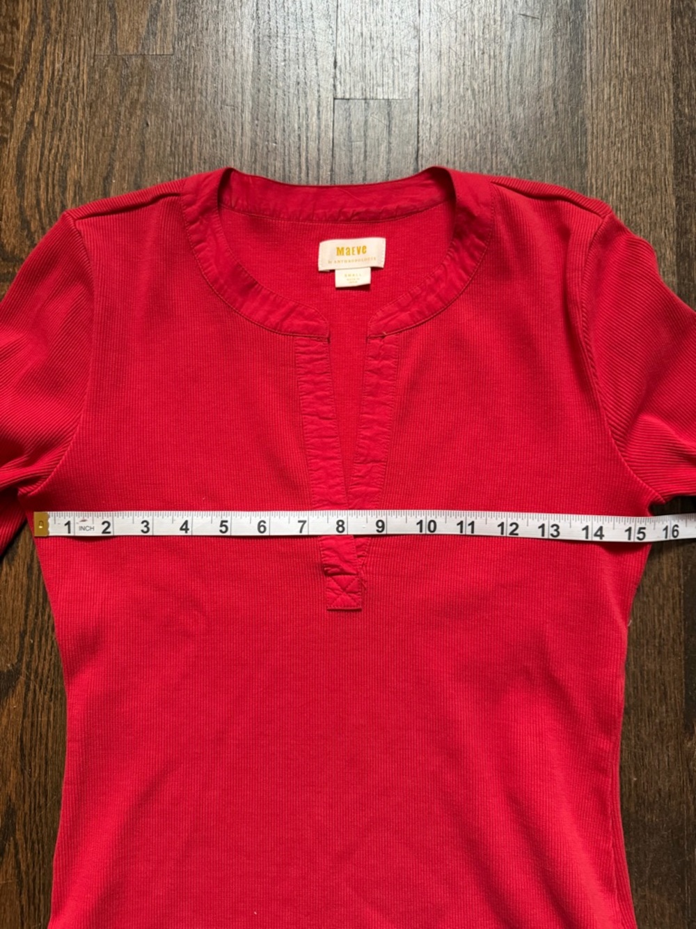 Anthropologie Girls' Bright Red 3/4 Sleeve Ruffle-Trim Top - Picture 4 of 6